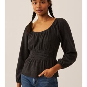 Madewell Plush Square-Neck Smocked Top NWT